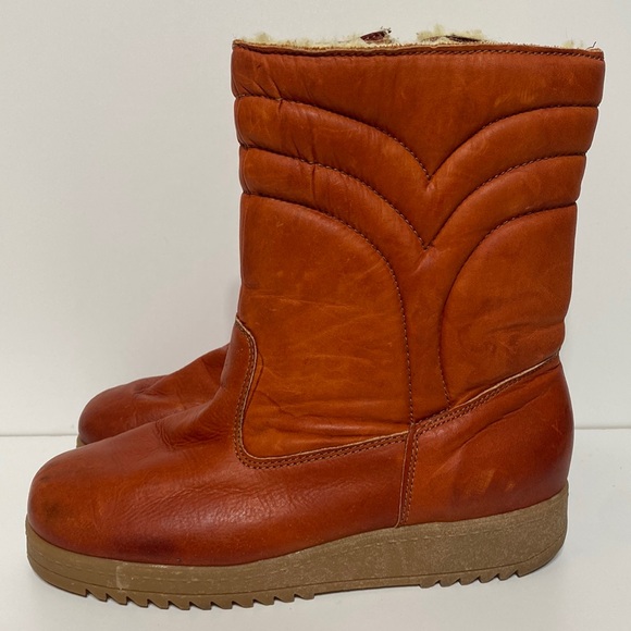 Hush Puppies Shoes - Vintage Hush Puppies Women’s Rust Leather Insulated Zip Up Winter Boots